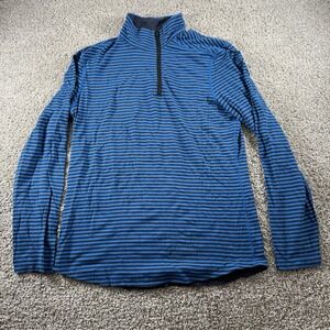 Lululemon Sweater‎ Mens Medium Blue Striped Stretch Long Sleeve 1/4 Zip Pullover